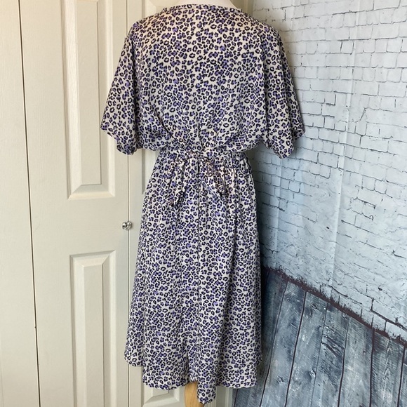 Folly PDX Sarah Bibb Dress Cheetah Short Sleeve Tie Waist M Office Portland - Picture 3 of 16